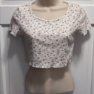 Shein floral lettuce trim crop top